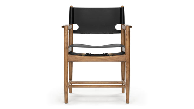 Aksel - Aksel Armchair, Deep Black Vegan Leather and Walnut Stain