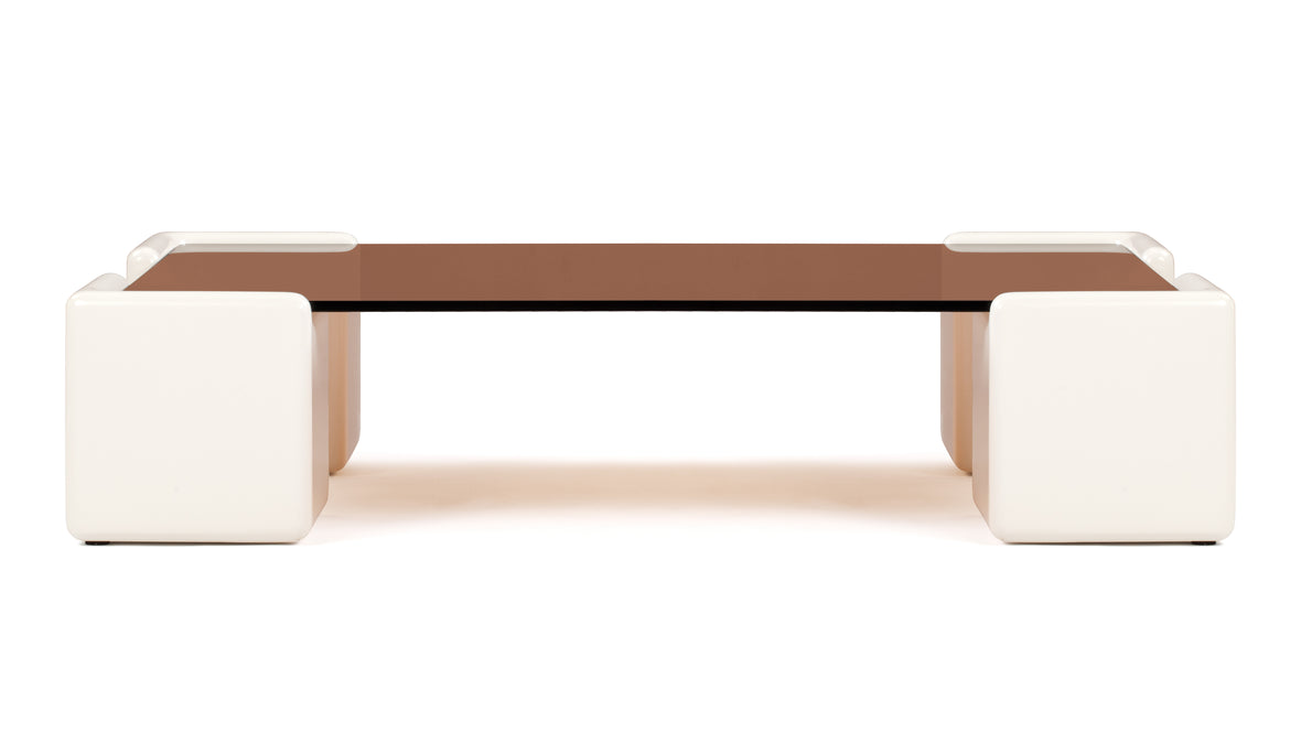 Tavolo Morbido - Tavolo Morbido Coffee Table, Brown Tempered Glass and Ivory