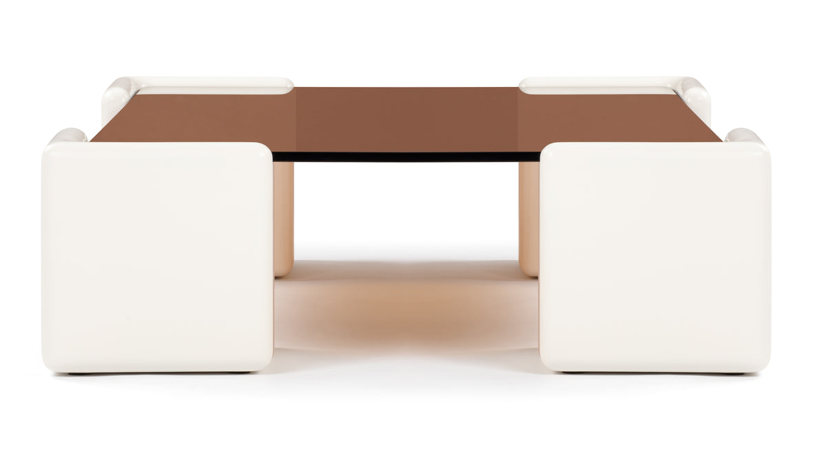 Tavolo Morbido - Tavolo Morbido Coffee Table, Brown Tempered Glass and Ivory