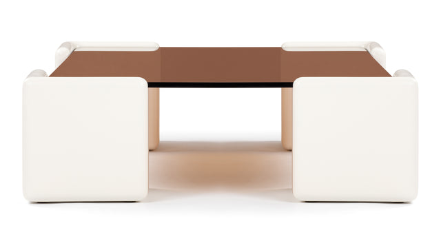 Tavolo Morbido - Tavolo Morbido Coffee Table, Brown Tempered Glass and Ivory