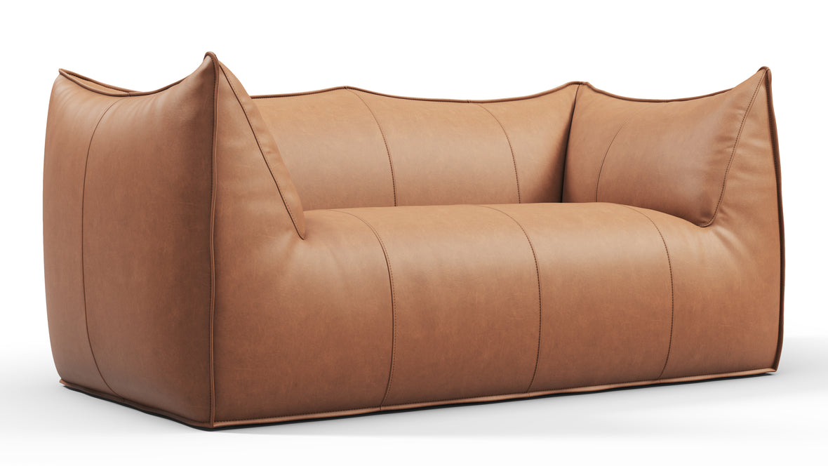 Bambole - Mario Bellini Bambole Two Seater Sofa, Chestnut Vegan Leather