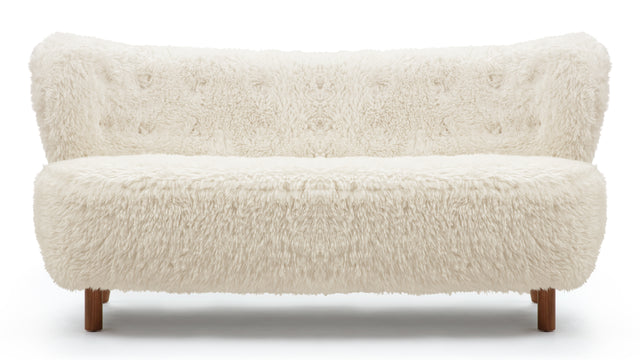 Petra - Petra Sofa, White Long Hair Sherpa and Walnut