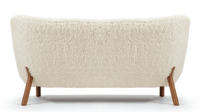 Petra - Petra Sofa, White Long Hair Sherpa and Walnut
