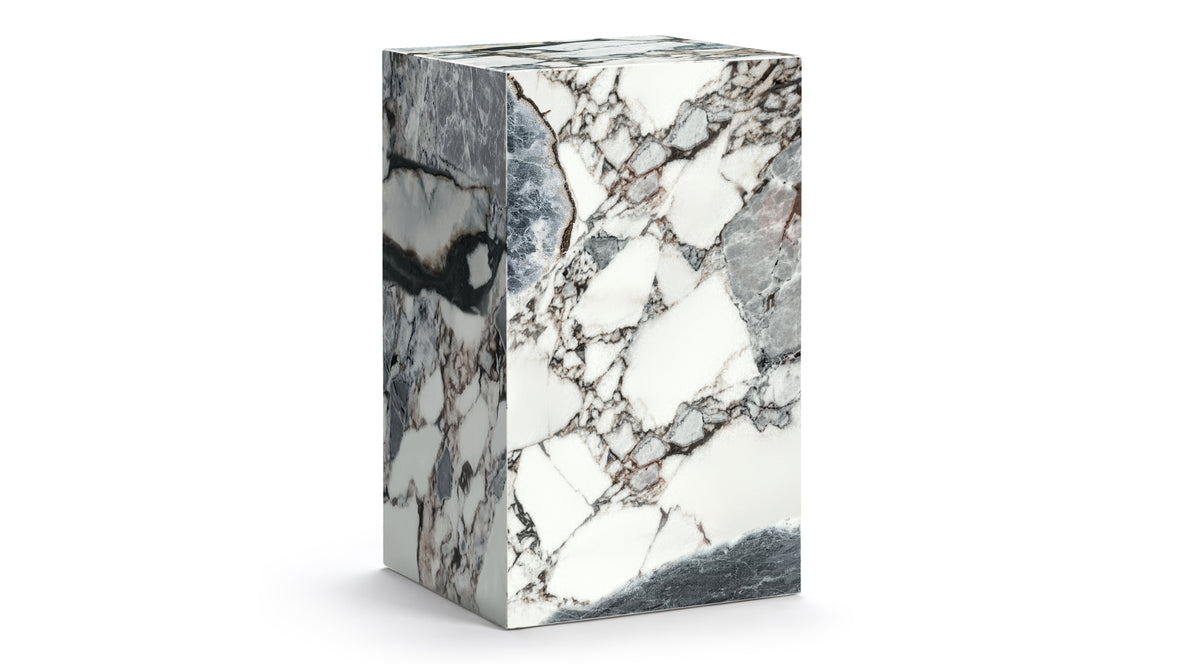 Plinth - Plinth Side Table, Modellato Marble