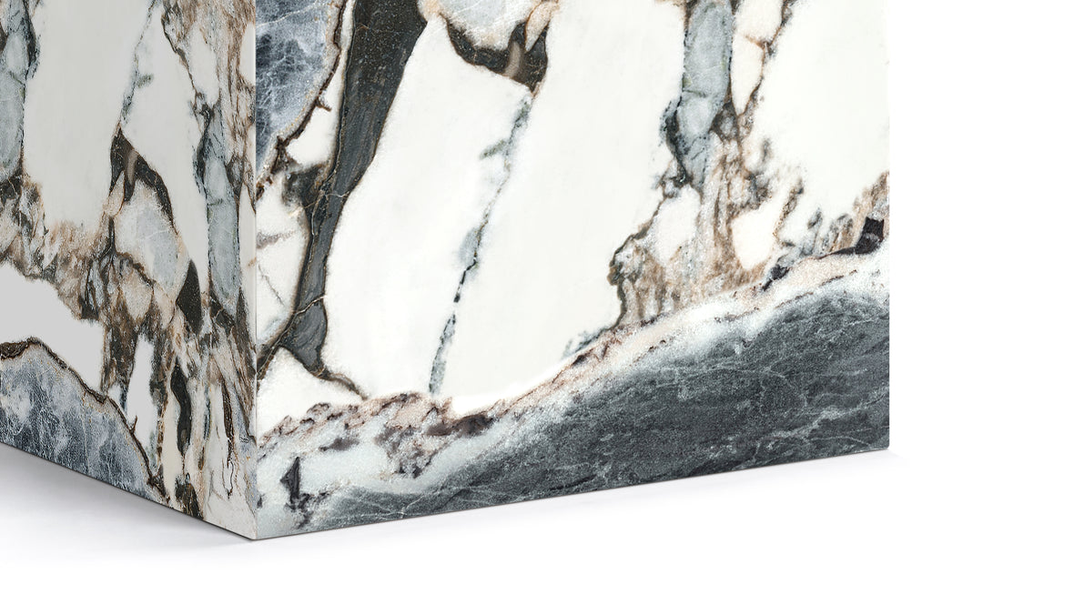 Plinth - Plinth Short Side Table, Modellato Marble
