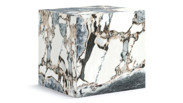 Plinth - Plinth Short Side Table, Modellato Marble