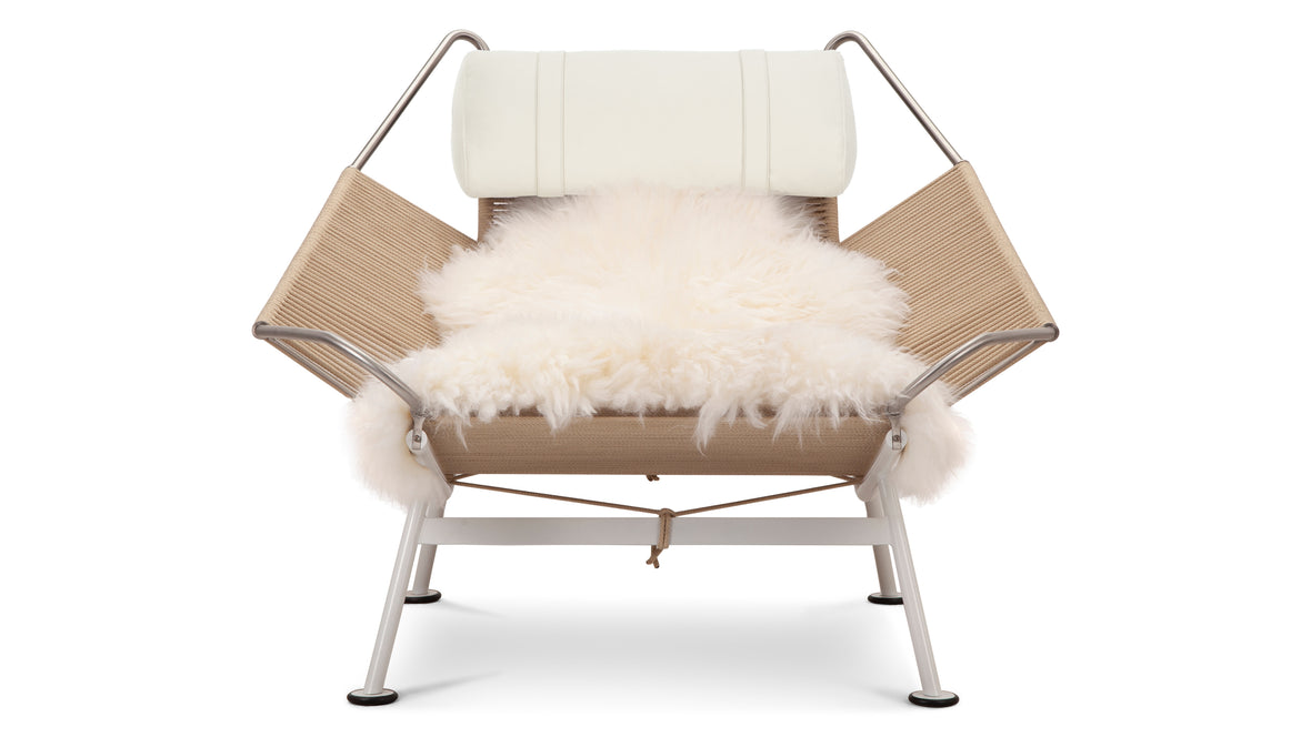 Halyard - Halyard Lounge Chair, Ivory Premium Leather and Icelandic Sheepskin
