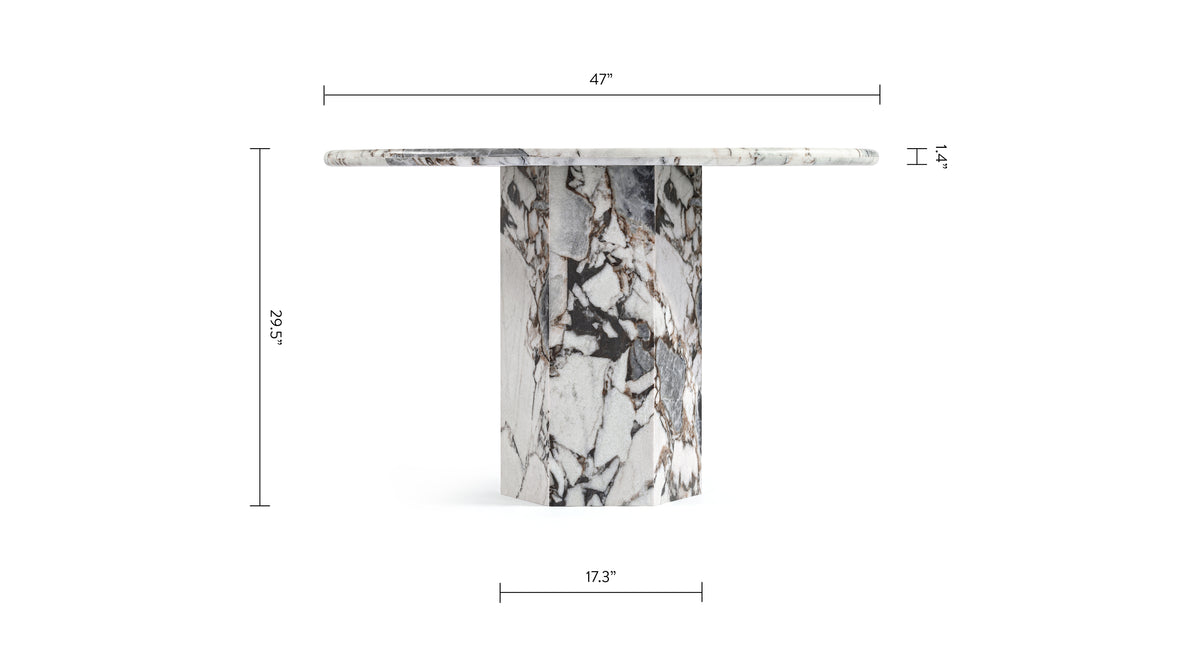Saga - Saga Round Dining Table, Modellato Marble, 47in