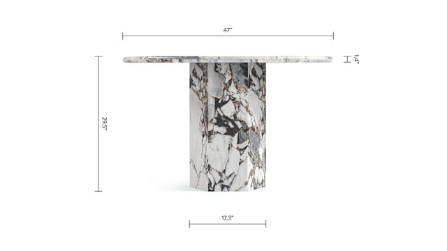 Saga - Saga Round Dining Table, Modellato Marble, 47in