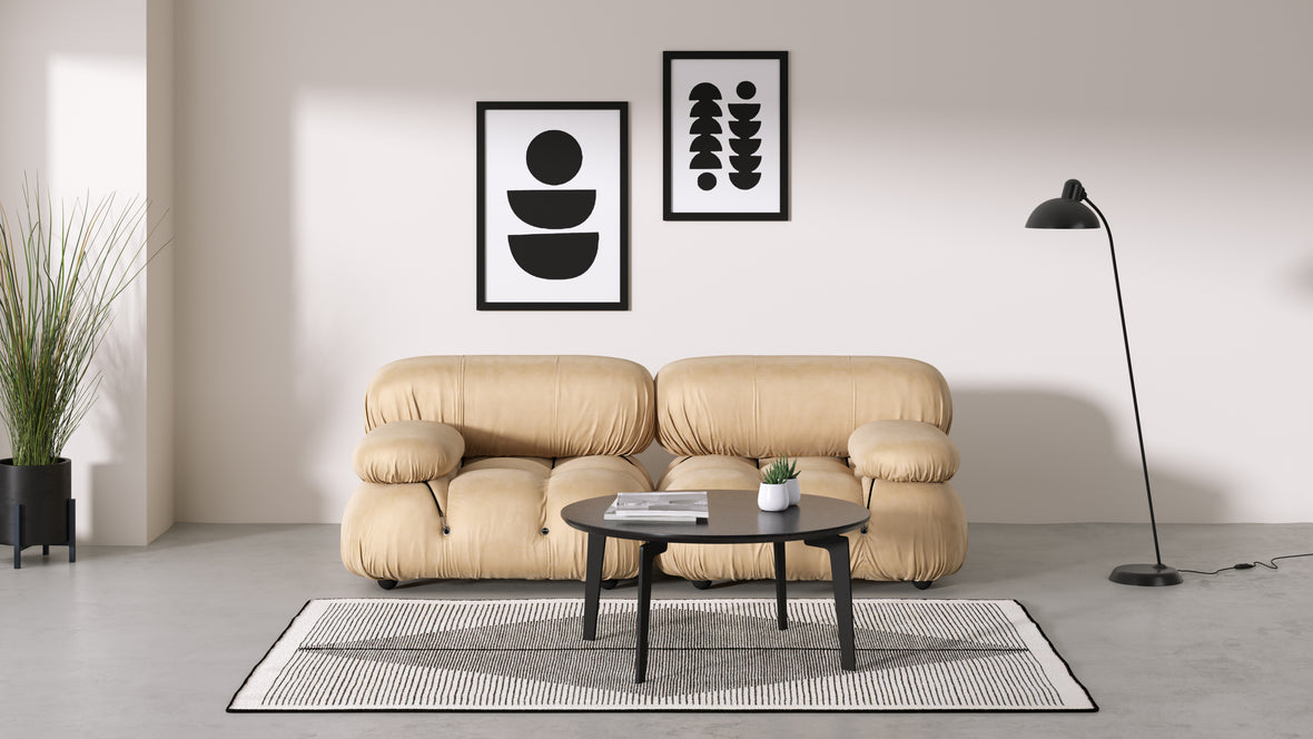 Bellini Sofa - Mario Bellini Two Seater Sofa, Ecru Velvet