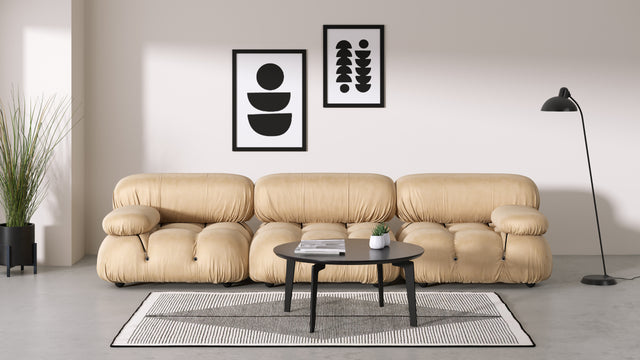 Bellini Sofa - Mario Bellini Three Seater Sofa, Ecru Velvet