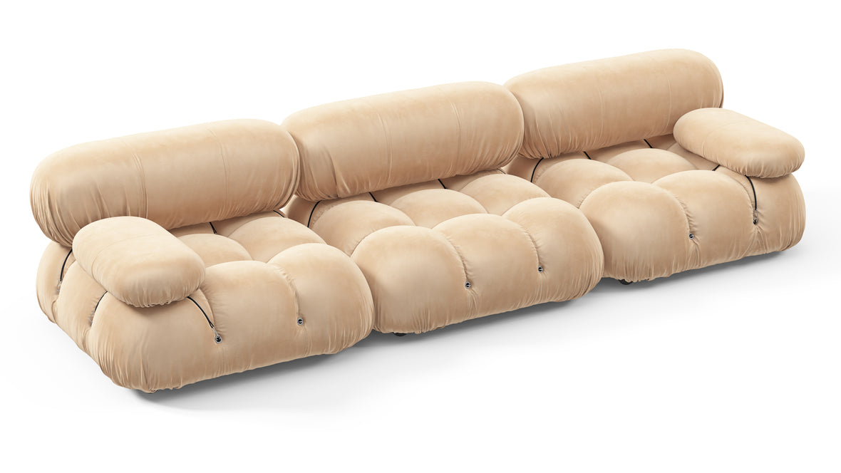 Bellini Sofa - Mario Bellini Three Seater Sofa, Ecru Velvet