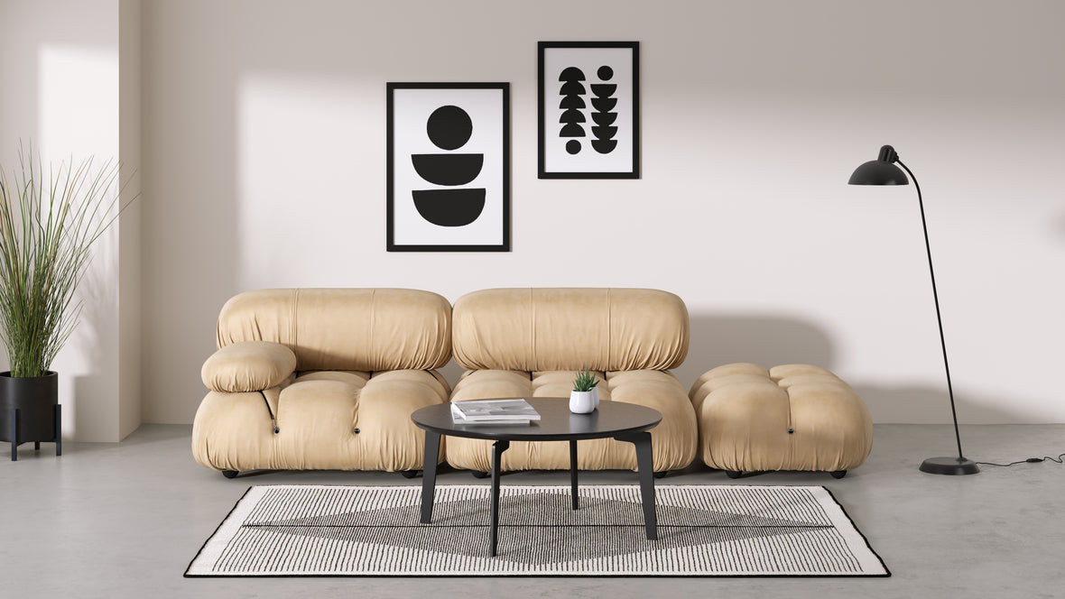 Bellini Sofa - Mario Bellini Open End Sofa, Right, Ecru Velvet