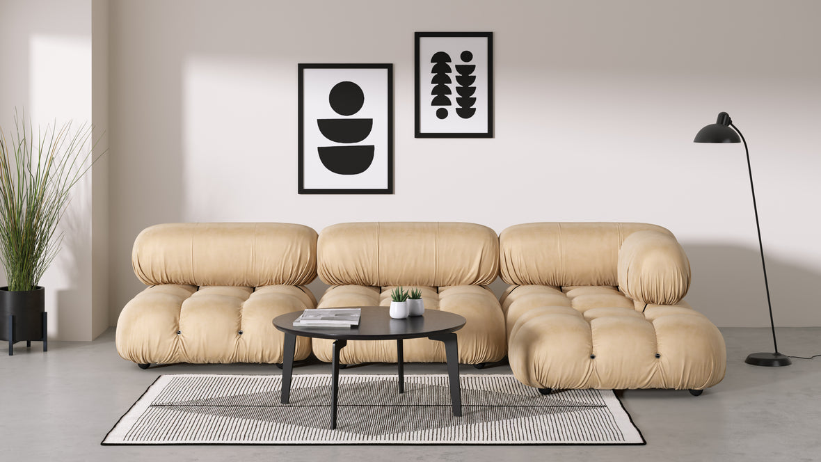 Bellini Sectional - Mario Bellini Sectional, Right Chaise, Ecru Velvet