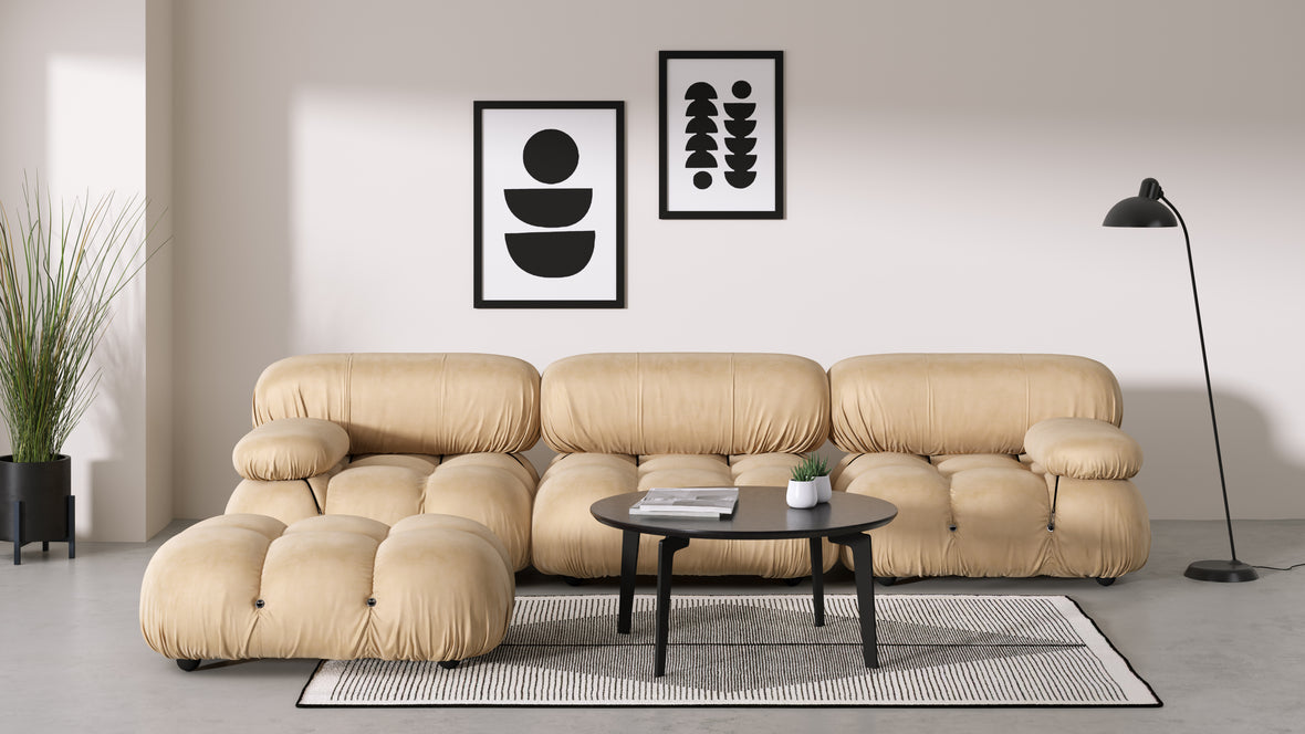 Bellini Ottoman - Mario Bellini Ottoman, Ecru Velvet