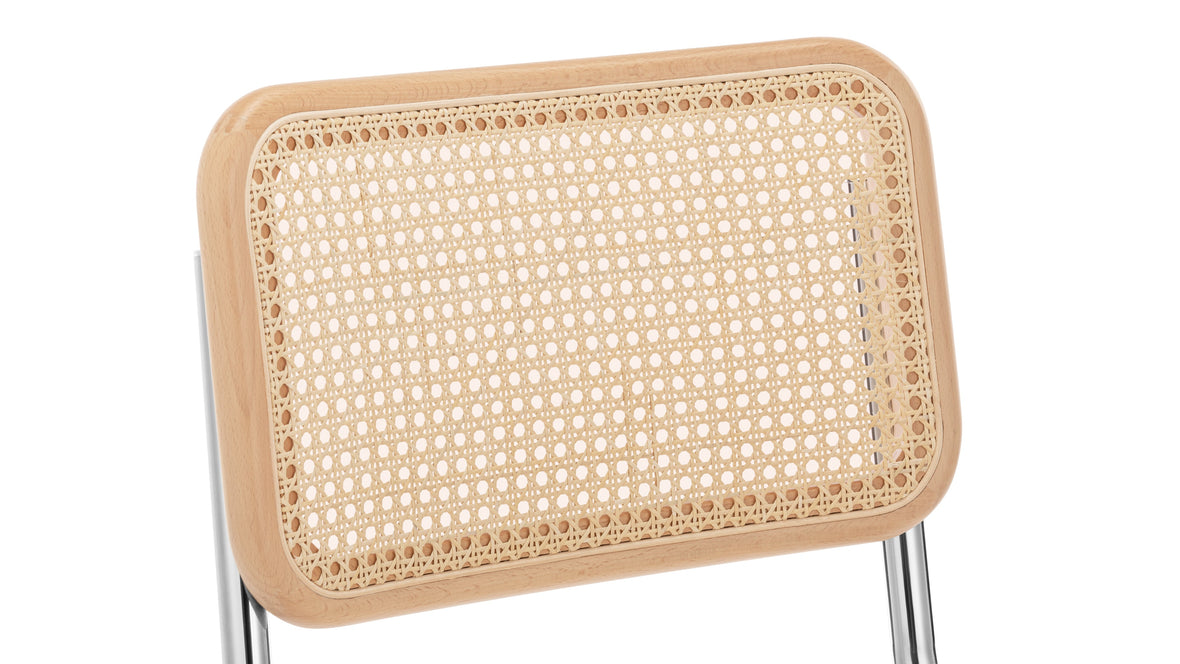 Freya - Freya Dining Chair, Natural Rattan and Chrome