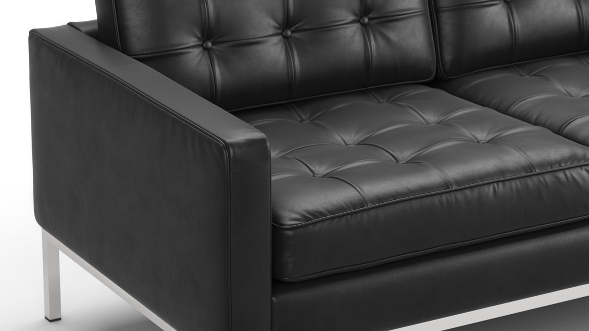 Florence - Florence Two Seater Sofa, Midnight Black Premium Leather