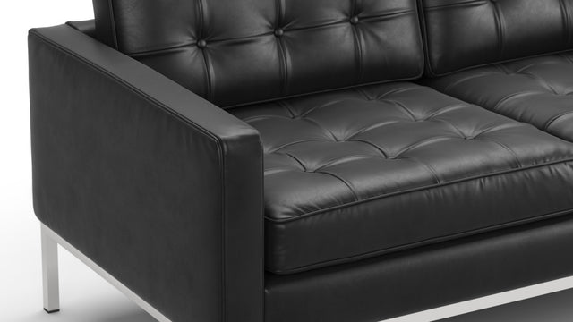 Florence - Florence Two Seater Sofa, Midnight Black Premium Leather