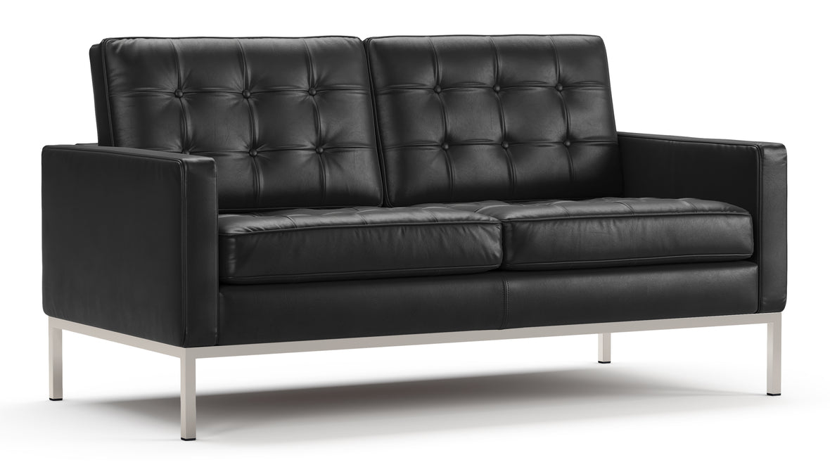 Florence - Florence Two Seater Sofa, Midnight Black Premium Leather