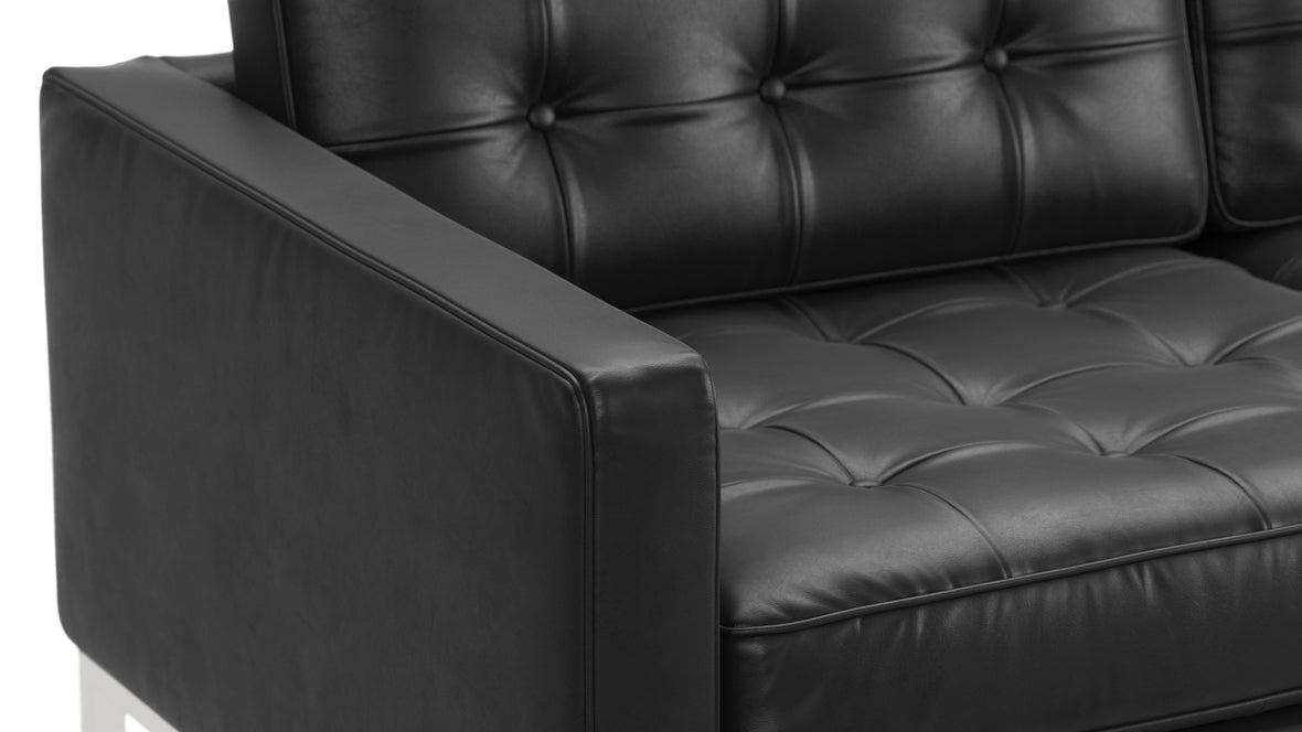 Florence - Florence Three Seater Sofa, Midnight Black Premium Leather