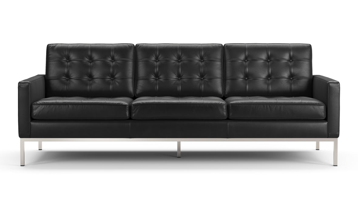 Florence - Florence Three Seater Sofa, Midnight Black Premium Leather
