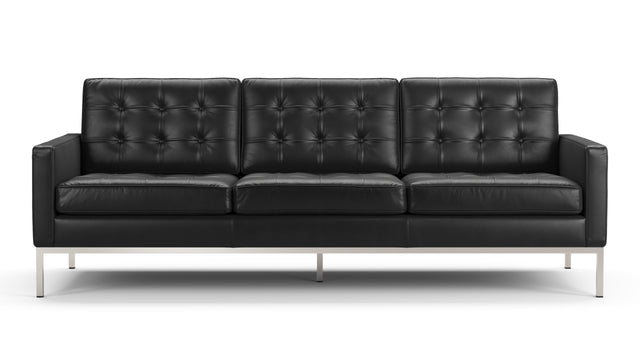 Florence - Florence Three Seater Sofa, Midnight Black Premium Leather