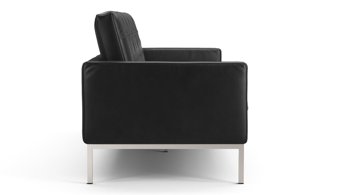 Florence - Florence Three Seater Sofa, Midnight Black Premium Leather
