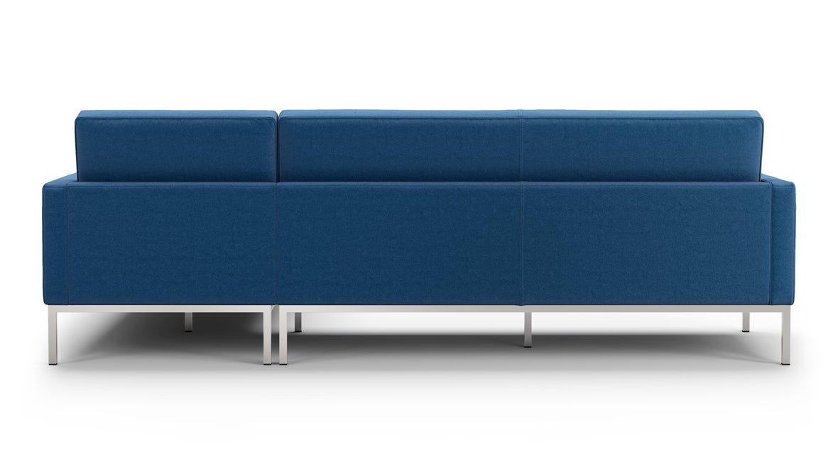 Florence - Florence Three Seater Sofa, Right Chaise, Indigo Blue Wool