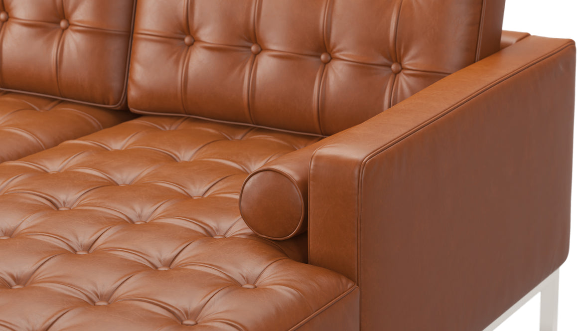 Florence - Florence Three Seater Sofa, Right Chaise, Tan Premium Leather