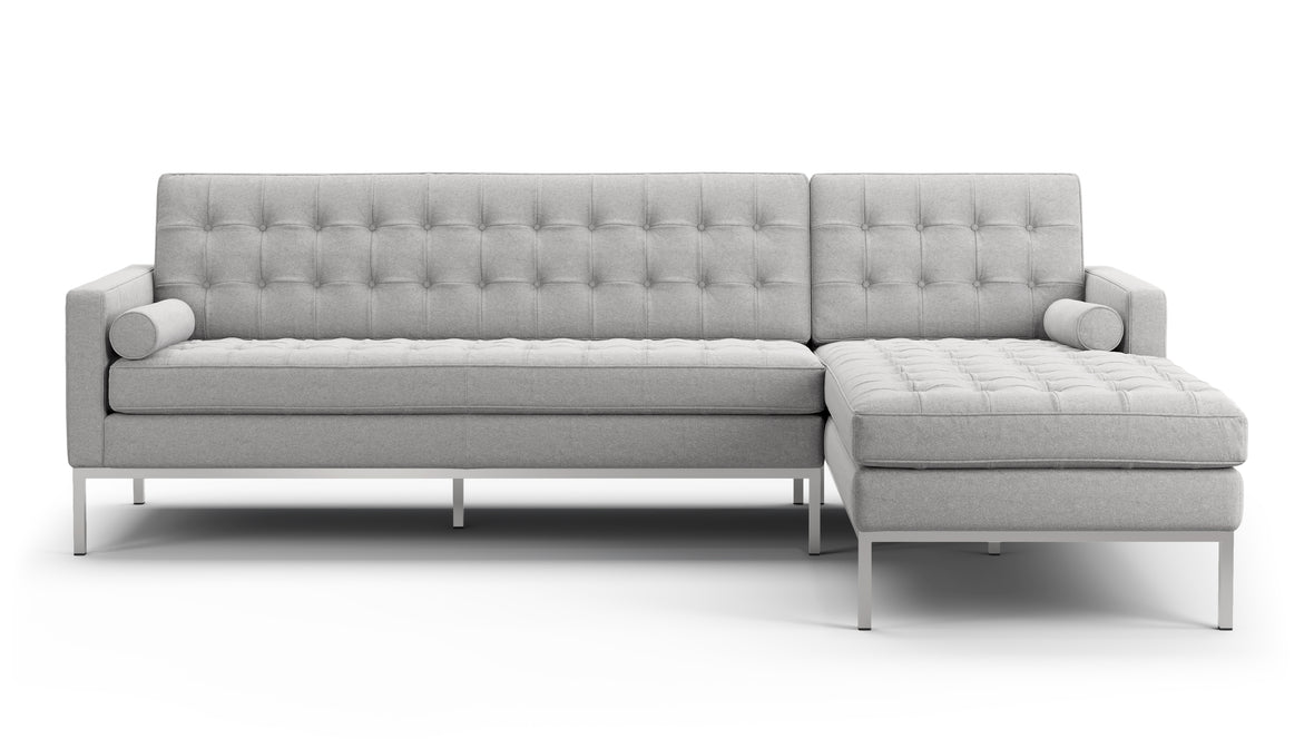 Florence - Florence Three Seater Sofa, Right Chaise, Light Gray Wool