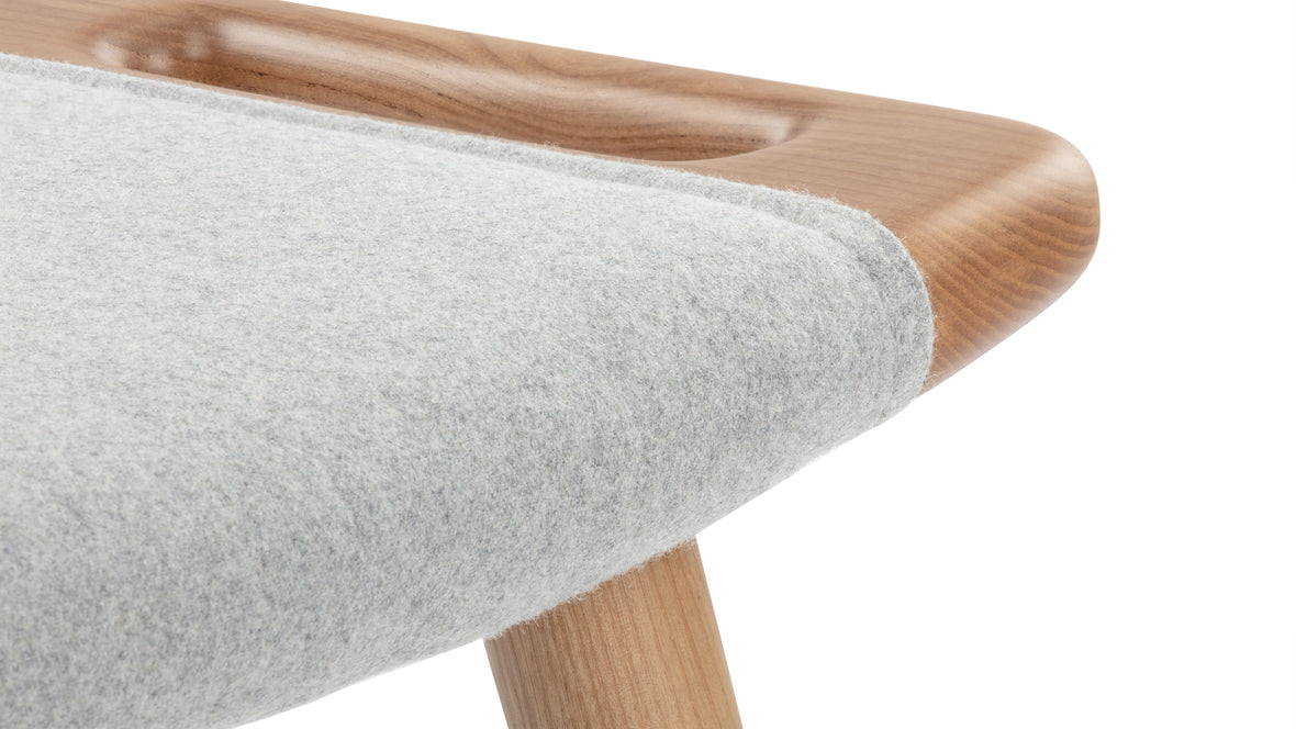 Papa Bear - Papa Bear Ottoman, Light Gray Wool and Walnut