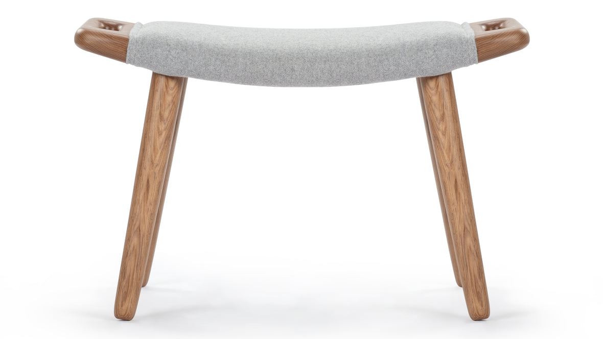 Papa Bear - Papa Bear Ottoman, Light Gray Wool and Walnut