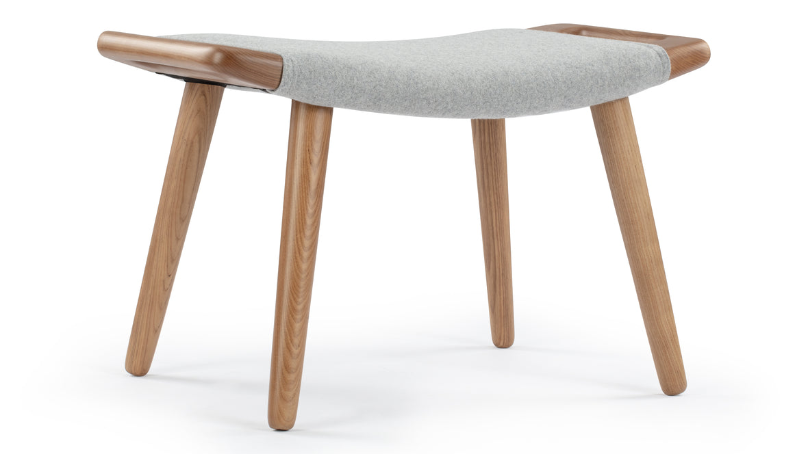 Papa Bear - Papa Bear Ottoman, Light Gray Wool and Walnut