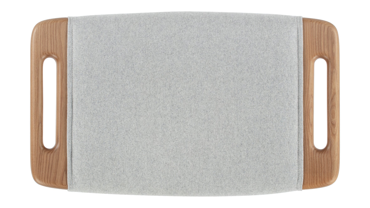 Papa Bear - Papa Bear Ottoman, Light Gray Wool and Walnut