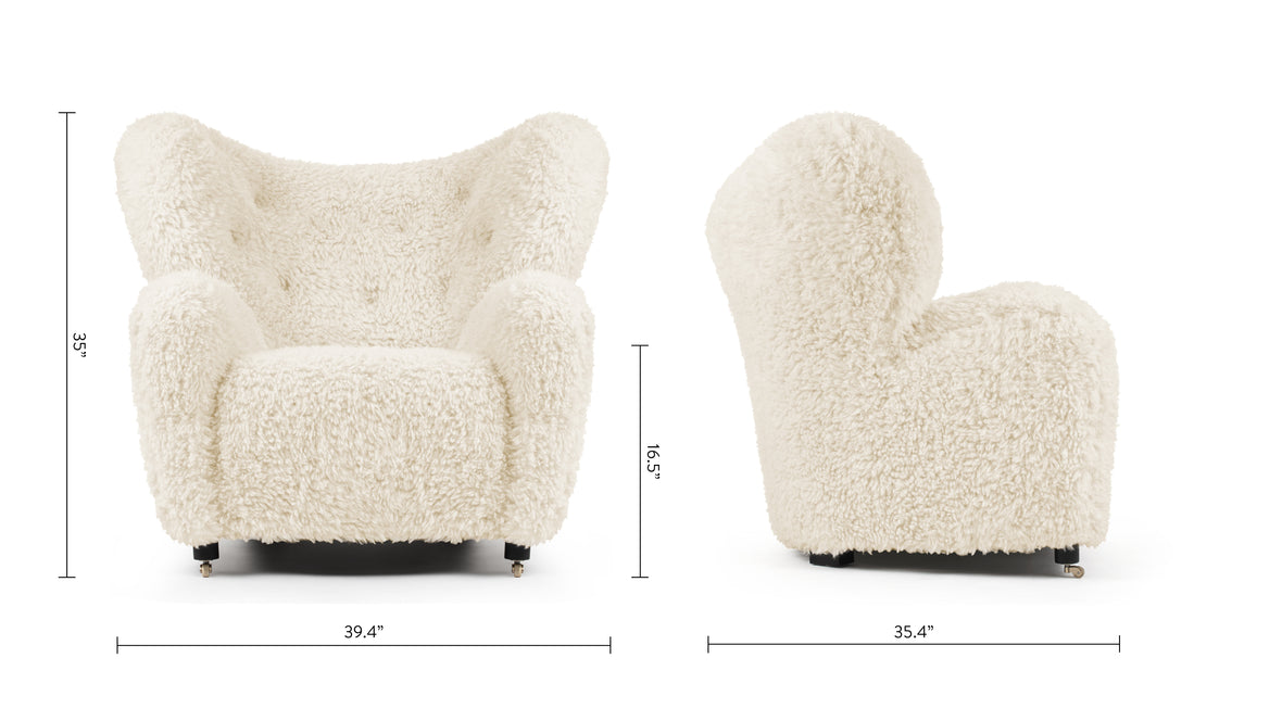 Tired Man - Tired Man Lounge Chair, White Long Hair Sherpa