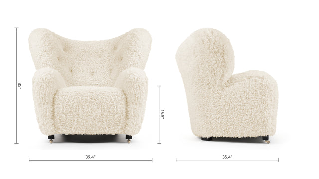 Tired Man - Tired Man Lounge Chair, White Long Hair Sherpa