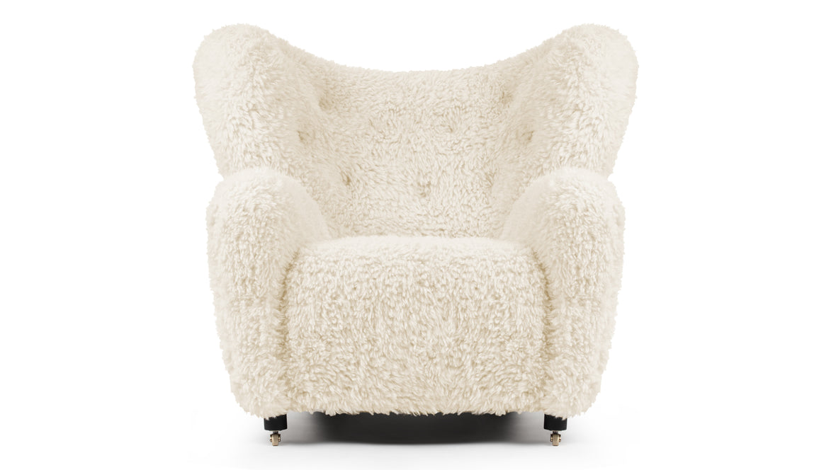 Tired Man - Tired Man Lounge Chair, White Long Hair Sherpa