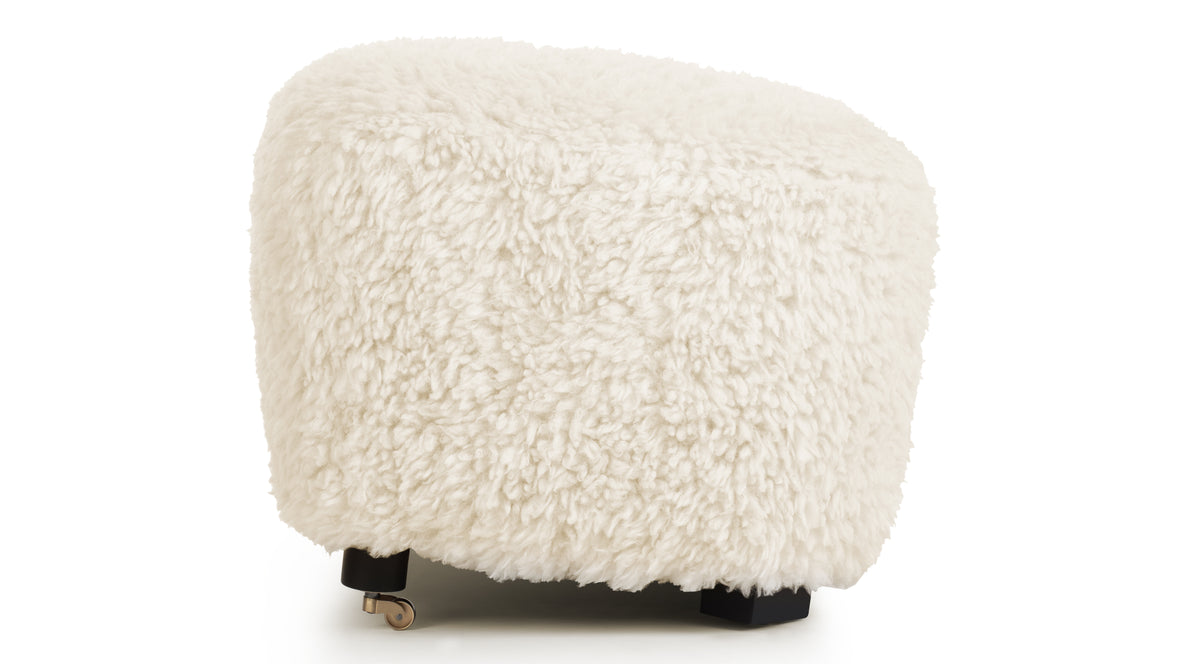 Tired Man - Tired Man Ottoman, White Long Hair Sherpa