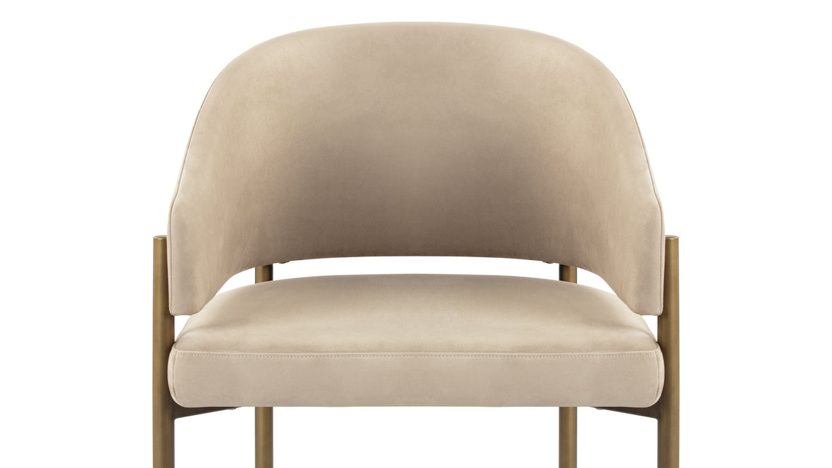 Esme - Esme Dining Chair, Latte Vegan Suede and Brushed Brass