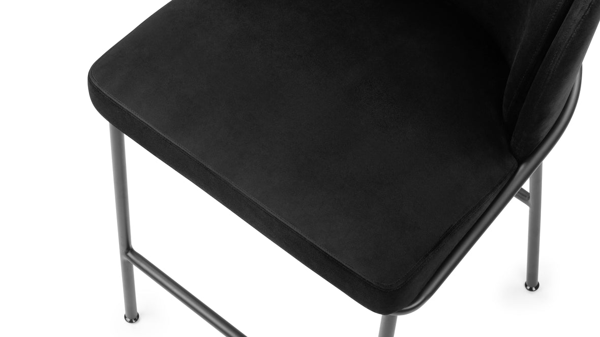 Aben - Aben Counter Stool, Black Plush Velvet and Black