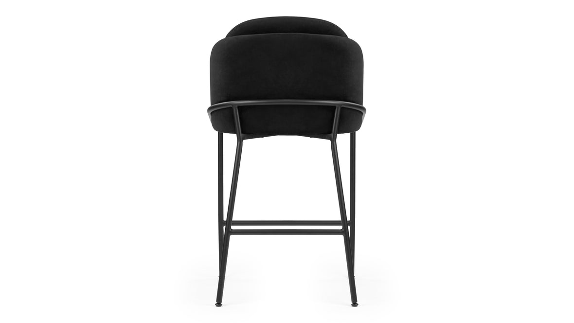 Aben - Aben Counter Stool, Black Plush Velvet and Black