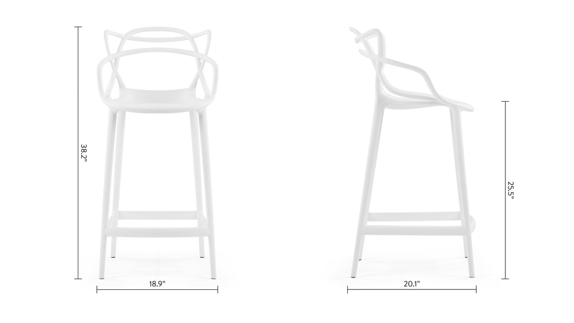 Masters - Masters Counter Stool, White, 25.5
