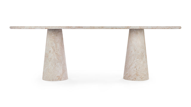 Astora - Astora Oval Dining Table, White Travertine