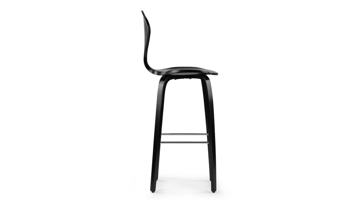 Norman - Norman Bar Stool, Black Ash, 29.5