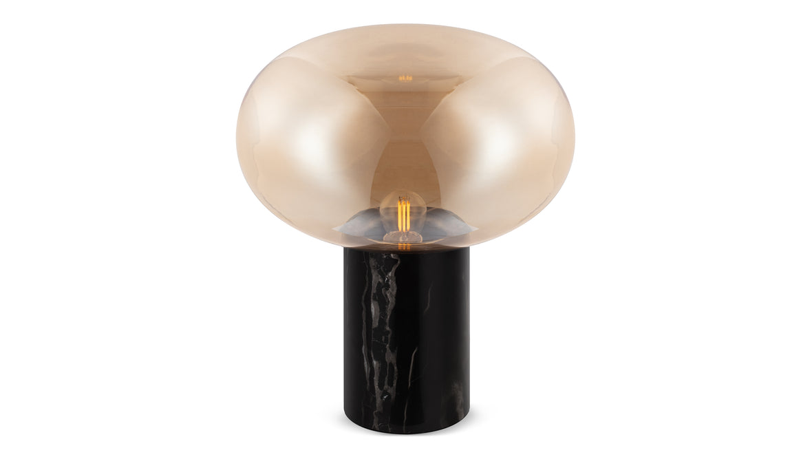 Karl - Karl Table Lamp, Amber Glass and Black Marble