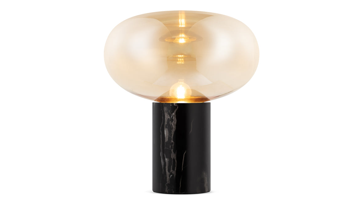 Karl - Karl Table Lamp, Amber Glass and Black Marble