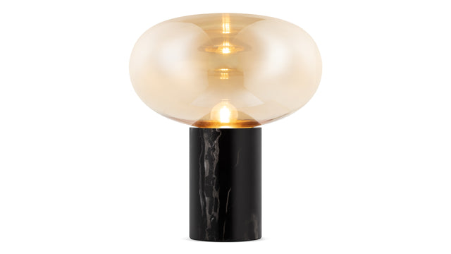 Karl - Karl Table Lamp, Amber Glass and Black Marble