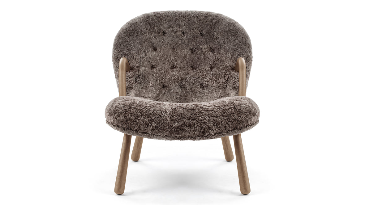 Clam - Clam Chair, Frosted Coco Luxe Sheepskin