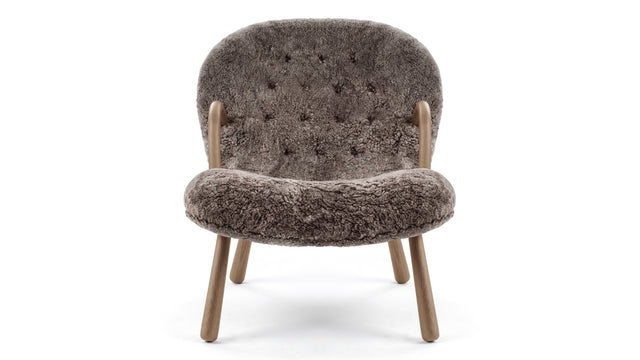 Clam - Clam Chair, Frosted Coco Luxe Sheepskin
