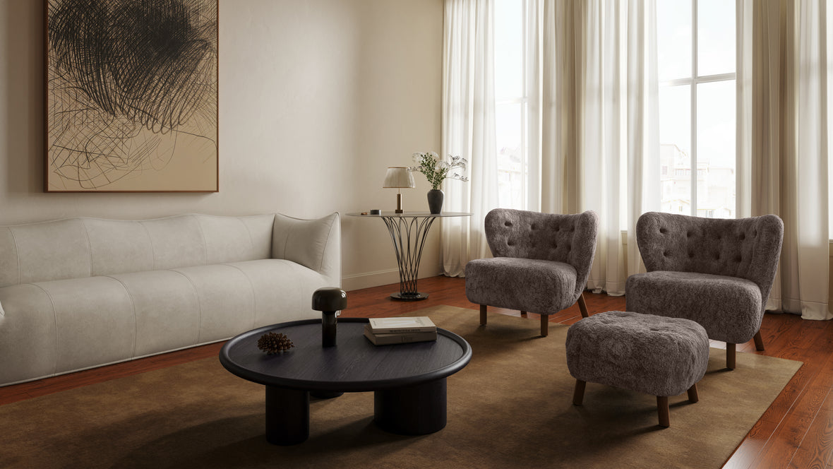 Bambole - Mario Bellini Bambole Three Seater Sofa, Eggshell Vegan Suede